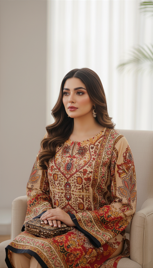 Printed UnstitchedCo-Ord Set - 1166