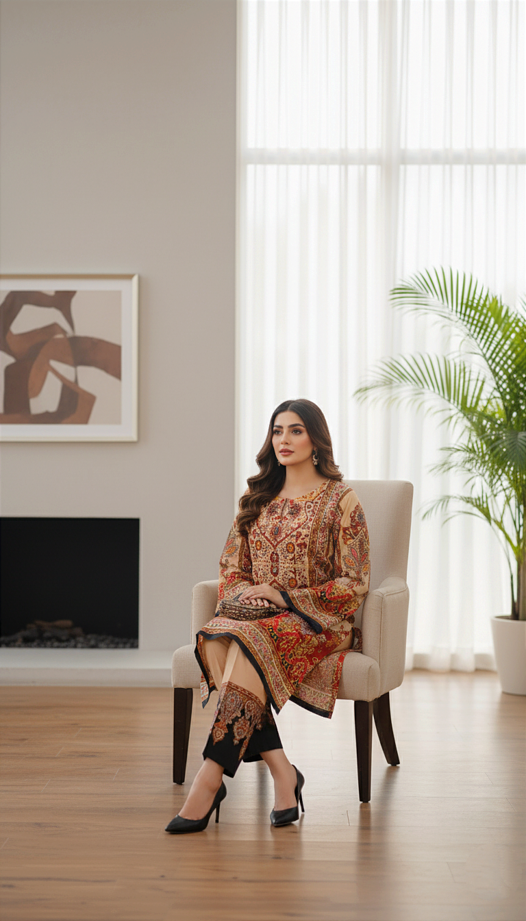 Printed UnstitchedCo-Ord Set - 1166