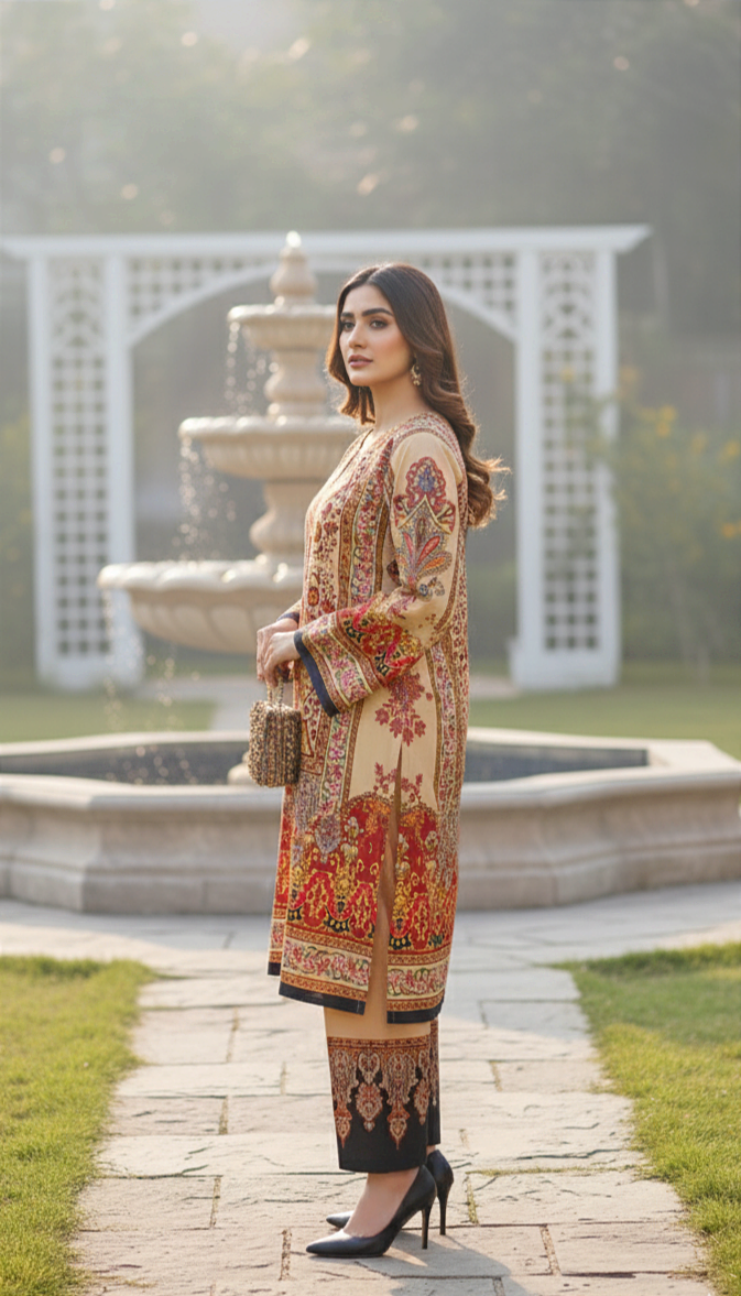 Printed UnstitchedCo-Ord Set - 1166