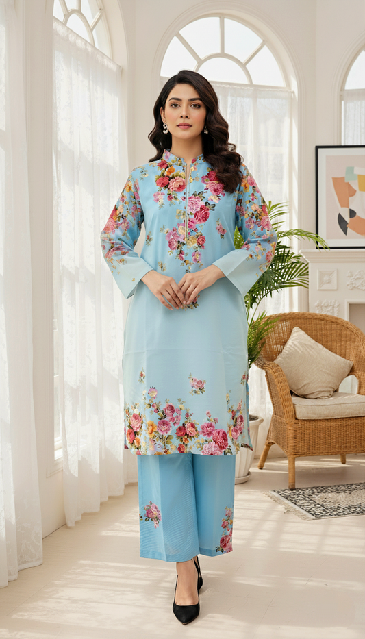 Printed Unstitched Co-Ord Set  - 1177